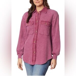 NWT Briggs New York Pink Waffle Button-Down  Shirt  size M